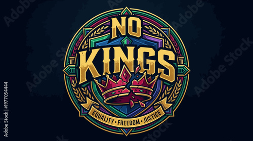 No Kings Emblem With Broken Crown Equality Freedom Justice
