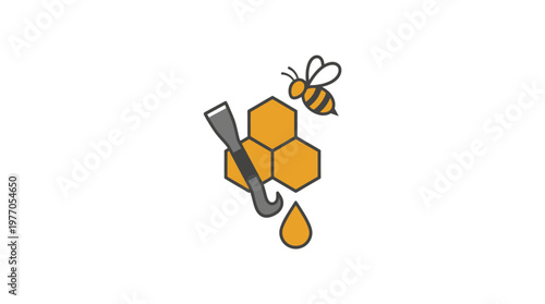 Bee Honeycomb and Apiary Tool Icon