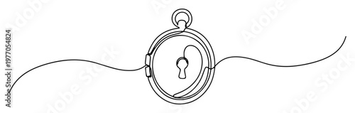 Konstfotografi vintage locket with keyhole thin line art