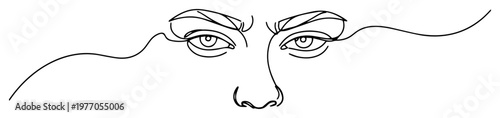 intense eyes and nose thin line illustration