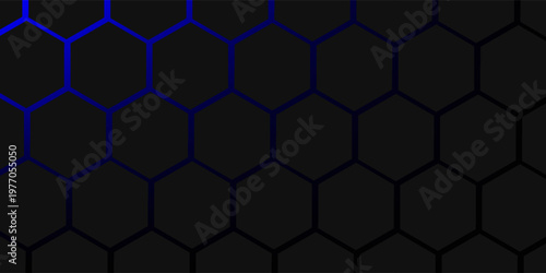 Hexagonal abstract black on blue background with light. Hi tech digital connection. high tech. science. modern technology business concept. futuristic background. vector illustration
