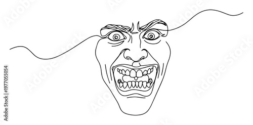 angry face screaming expression line drawing