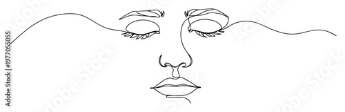 peaceful face with closed eyes monoline art