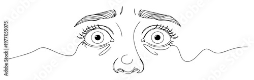 scared eyes and eyebrows line art drawing