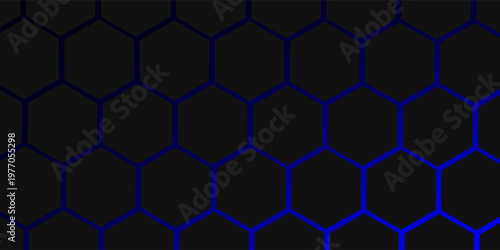 Hexagonal abstract black on blue background with light. Hi tech digital connection. high tech. science. modern technology business concept. futuristic background. vector illustration