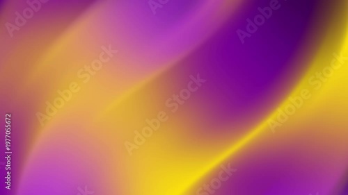 Elegant purple and golden yellow gradient background with fluid wavy motion. Vibrant luxury colors and professional soft blur for creative transitions, celebration, and artistic video overlays.