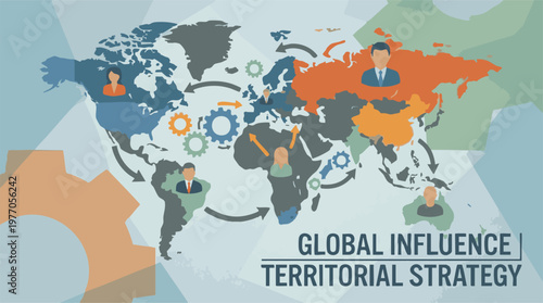 Global Influence and Territorial Strategy World Map with Business Network