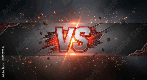 Epic Versus VS Battle Background with Explosions and Abstract Topography