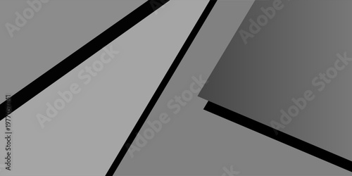 Graphite grey abstract geometric background with soar rectangle spaces, stripes, lines, corners in hard light, black shadows - simple strict modern style for business card, poster, flyer, top view