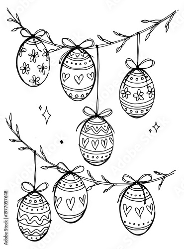 Easter eggs garland illustration