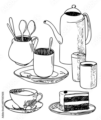 Tea time still life illustration