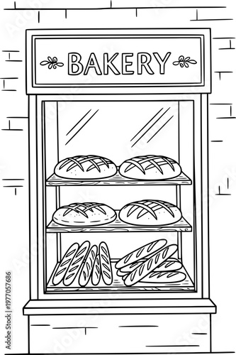 Bakery shop window illustration