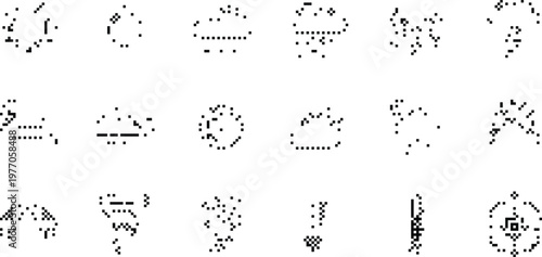 Abstract Shapes Pixelated Bitmap Halftone Dotted Dither Vector Icon Pattern Background Overlay Texture Illustration