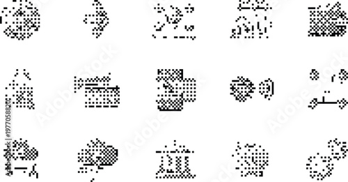 Abstract Pixelated Bitmap Halftone Dotted Dither Pattern Background Texture Graphic Design Element Overlay Digital Art