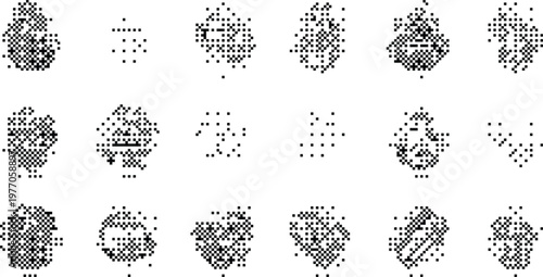 Abstract Pattern Pixeled Bitmap Halftone Dotted Dither Texture Background Overlay Design Element Vector Graphic