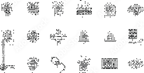 Pixelated Bitmap Halftone Dotted Dither Pattern Background Texture Overlay Graphic Element Vector Illustration