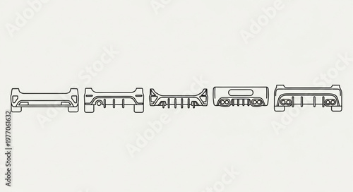 Set of vintage cassette tape outlines isolated on white background.