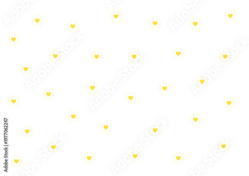 Seamless pattern with minimalist sun symbols in the shape of hearts