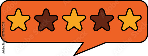 orange speech bubble with star ratings