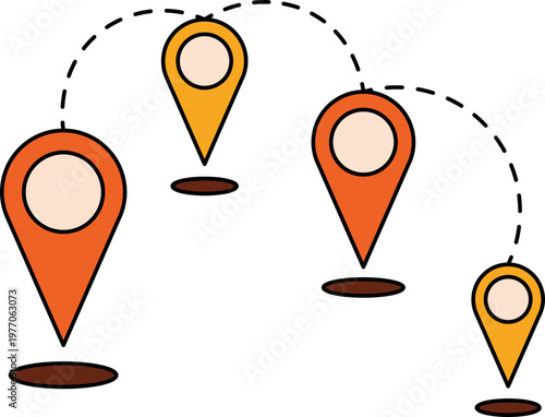 map markers in a route, navigation concept