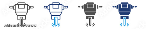 jack hammer icon set multiple style