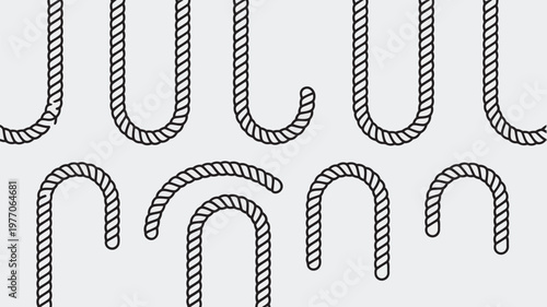 A minimalist illustration of various rope-like shapes on a plain background