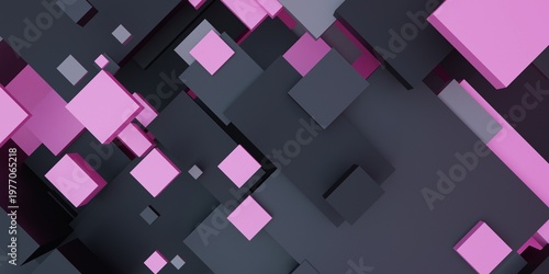 Blocks, squares, geometric shapes, background, 3D illustration.