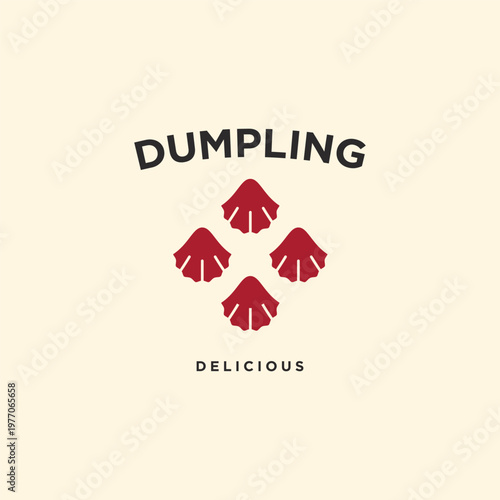 Gyoza dumplings minimal logo design concept. Japanese Chinese cafe restaurant symbol logo icon sign vector illustration