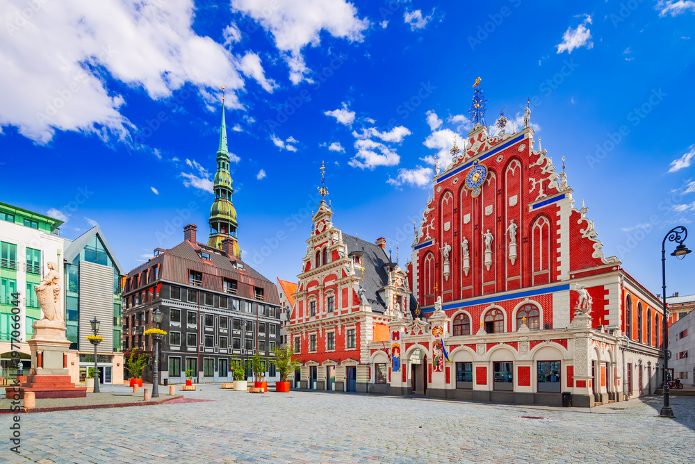 Fototapeta premium Riga, Latvia. Old Town Hall Square, Baltic Countries.