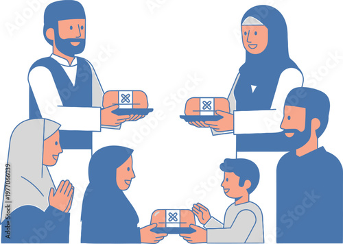 a group of people exchanging gifts with each other