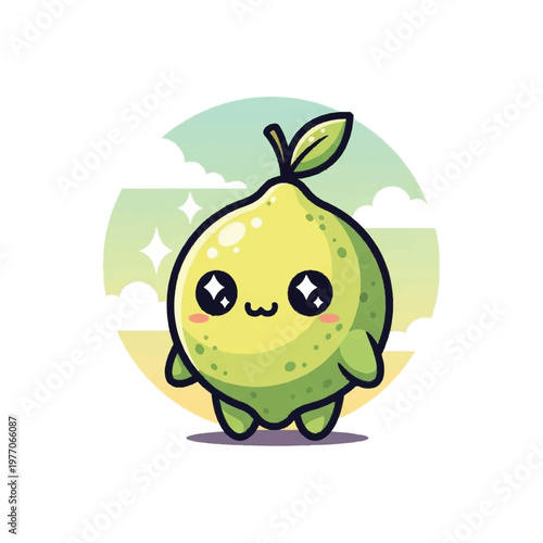 Cartoon Lime Character With Face.