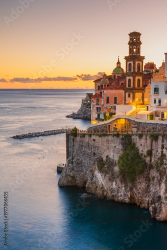 Atrani, Italy. Cliff-hanging village on Amalfi Coast, Campania.