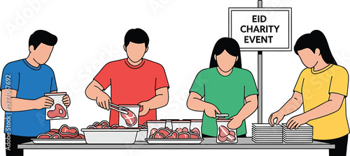 people serving food at an eid charity event