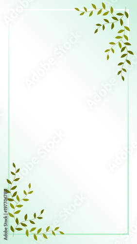 北欧風の草のイラスト　縦長の背景　フレーム