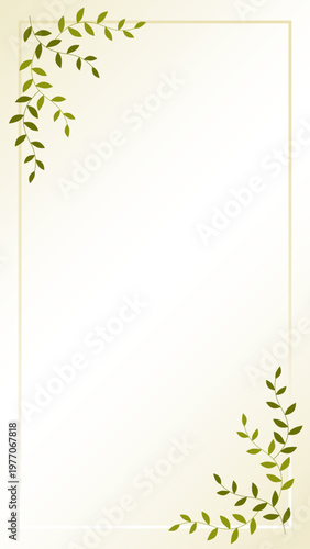 北欧風の草のイラスト　縦長の背景　フレーム