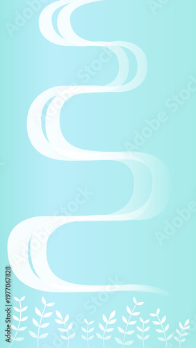 北欧風の草のイラスト　縦長の背景　フレーム