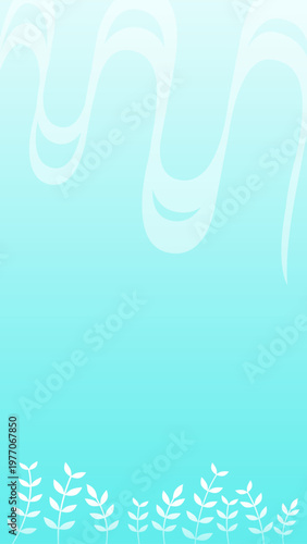 北欧風の草のイラスト　縦長の背景　フレーム