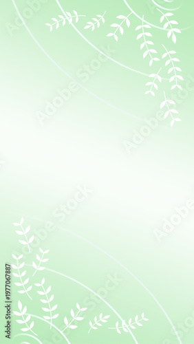 北欧風の草のイラスト　縦長の背景　フレーム