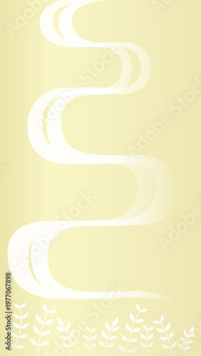 北欧風の草のイラスト　縦長の背景　フレーム