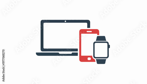 Vector illustration of laptop, smartphone and smartwatch icons