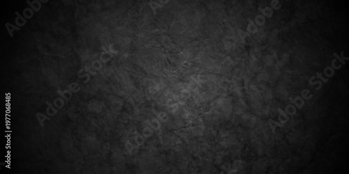 Dark black old wall paper grunge background. black blackboard and chalkboard texture. Dark black concrete wall texture element vintage grunge charcoal paint rough, distress backdrop background.