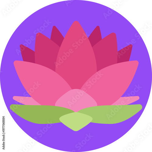 A minimal lotus flower with symmetrical petals, representing purity, spirituality, and cultural identity in India.