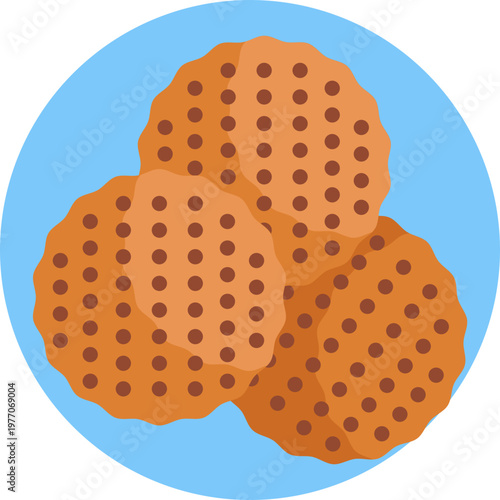 A round, crispy Indian snack icon featuring a slightly textured surface, often with small perforations, representing the traditional deep-fried Mathri.