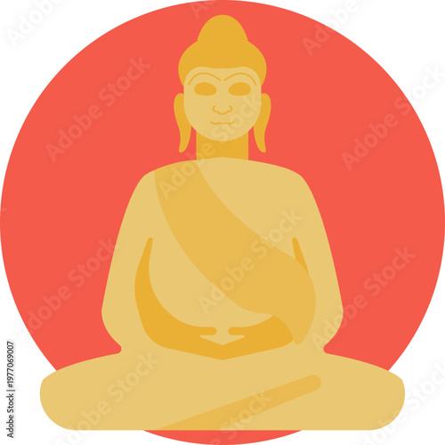 The icon represents Gautama Buddha seated in meditation, symbolizing peace, enlightenment, and spiritual awakening.