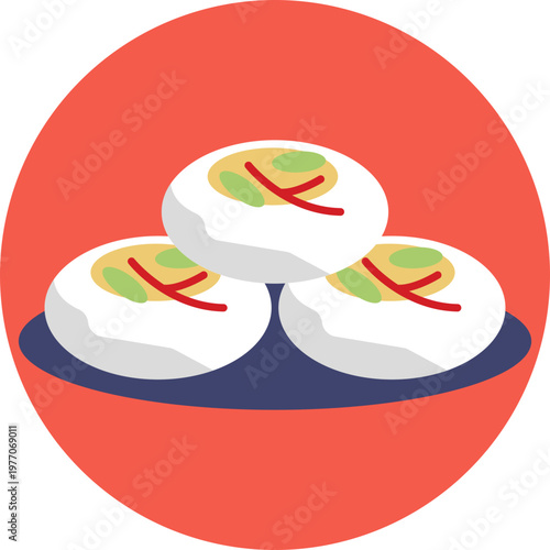 An icon depicting two or three oval-shaped eggs grouped together, often with smooth outlines, symbolizing fresh or raw eggs commonly used in Indian cooking.