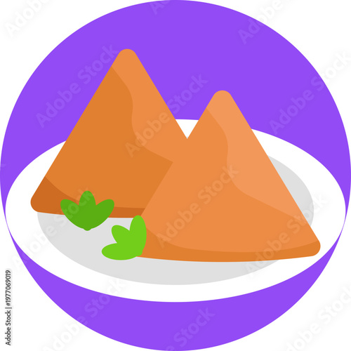 A triangular pastry shape with clean edges, slightly rounded corners, and a visible folded seam in the center to suggest the stuffed interior.