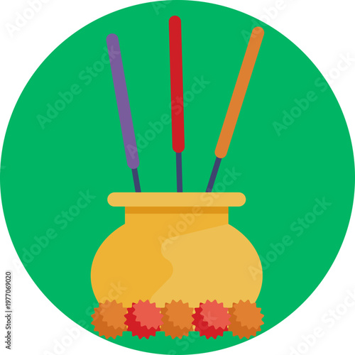 A minimal icon showing a lit incense stick with a thin trail of smoke rising upward, symbolizing fragrance and spiritual rituals.