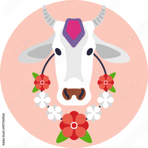 A stylized cow representing India’s cultural and religious respect for cattle, often associated with peace and sacred traditions.