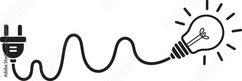 Light bulb plug icon, electricity power concept, creative idea energy symbol. Energy and Idea Concept Illustration