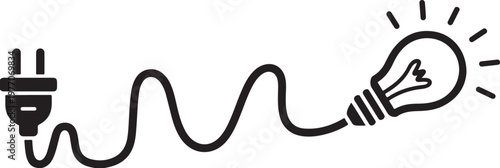 Light bulb plug icon, electricity power concept, creative idea energy symbol. Energy and Idea Concept Illustration